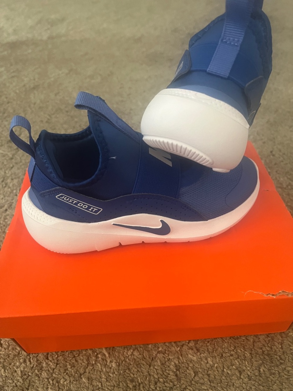 Nike Kids Blue and White Slip-On Sneakers